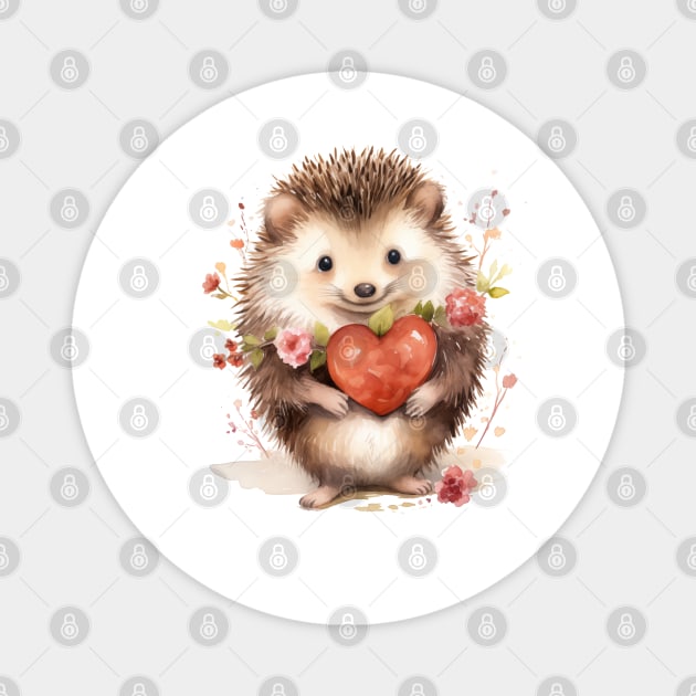 Cute Hedgehog Love Valentine Magnet by CunninghamWatercolors